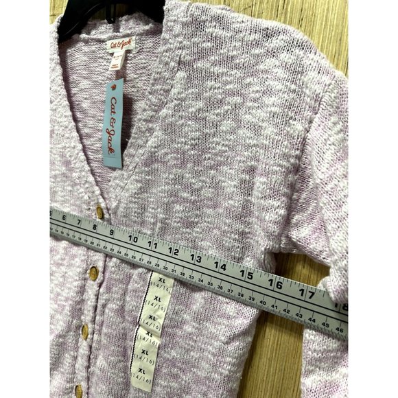 Cat & Jack - Girls Lavender Purple Cardigan Sweater - Extra Large (14/16) - Picture 3 of 14